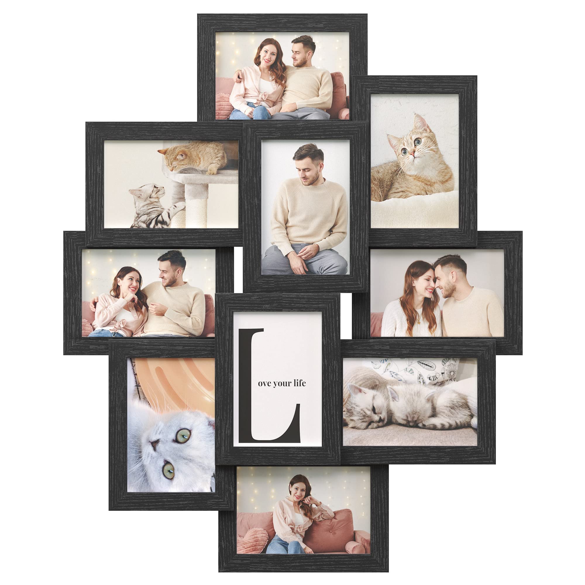 Songmics ink-black 4x6 collage frame front for a wall-ready family photo display.