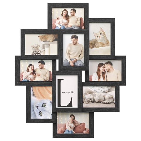 Songmics ink-black 4x6 collage frame front for a wall-ready family photo display.