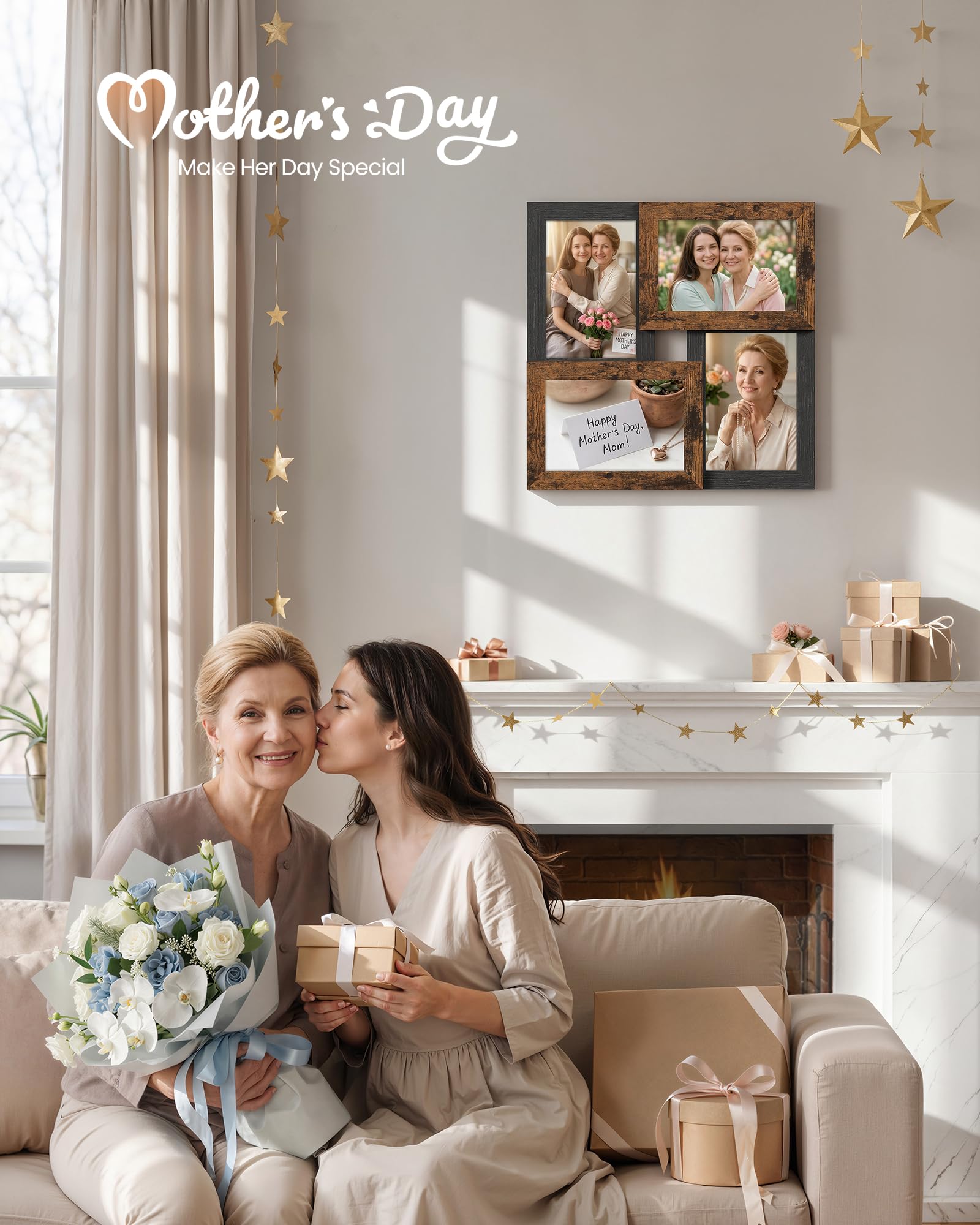 SONGMICS collage frame 4x6 rustic brown wall display perfect for warm memories.