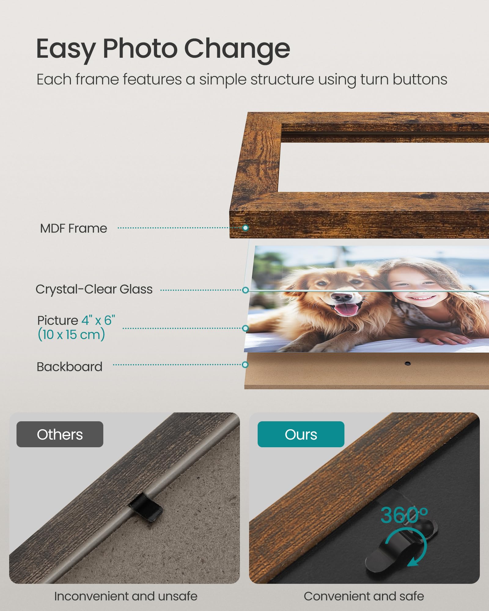 SONGMICS collage frame 4x6 table display brightening desks or shelves.