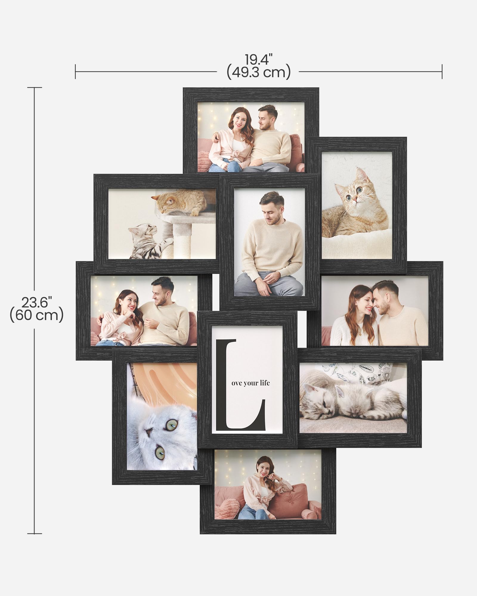 Songmics collage frames on a wall in a living room setup, ready to gift.