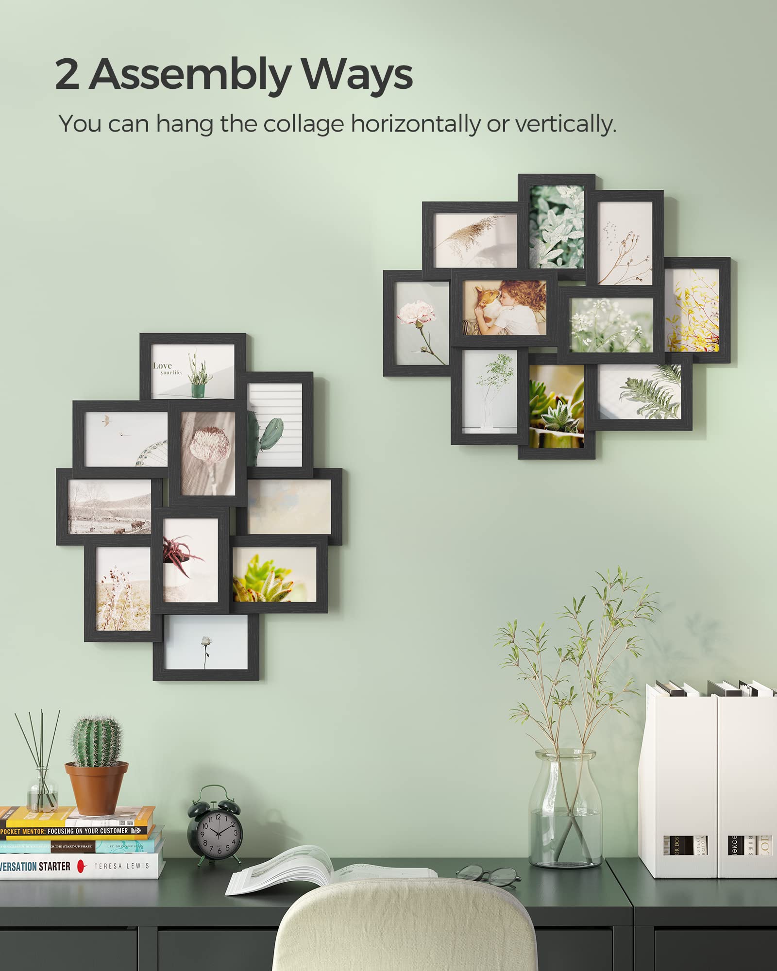 Songmics ten-pack wall decor collage frames, ideal for curated memories.