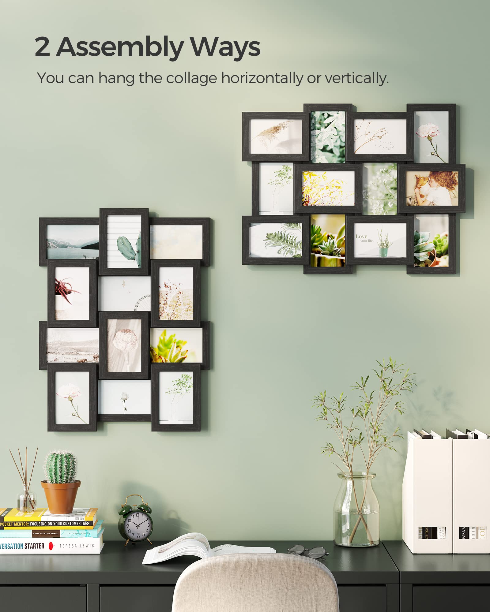 Backs of SONGMICS collage frames numbered for simple assembly