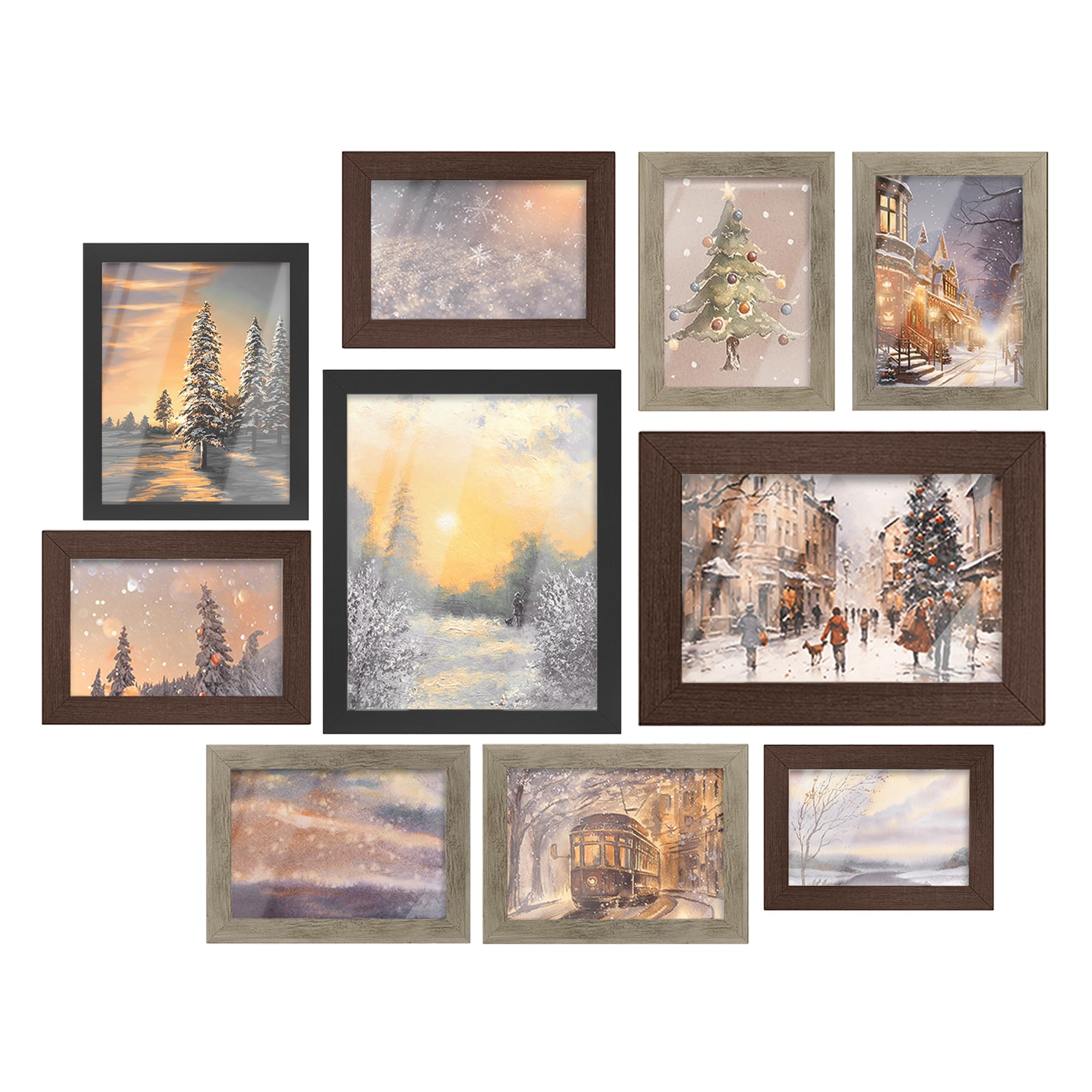 SONGMICS collage picture frames set ten, front view, ideal for wall gallery displays.