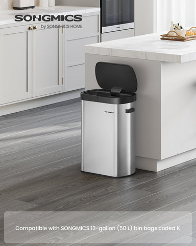 SONGMICS compact 13-gallon bin showing space-saving design for small spaces.