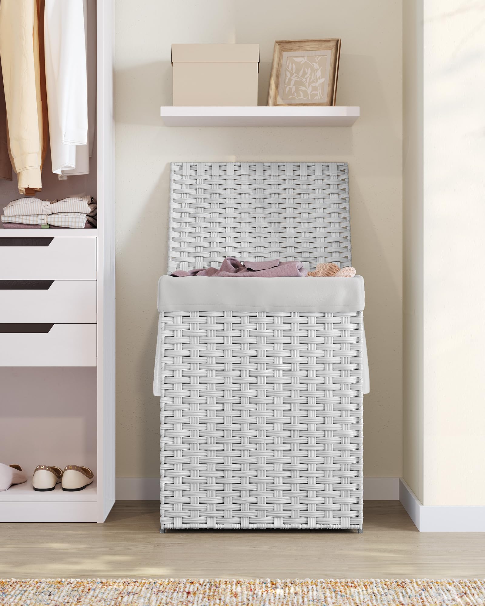 SONGMICS compact size ideal for bathrooms and bedrooms with limited space