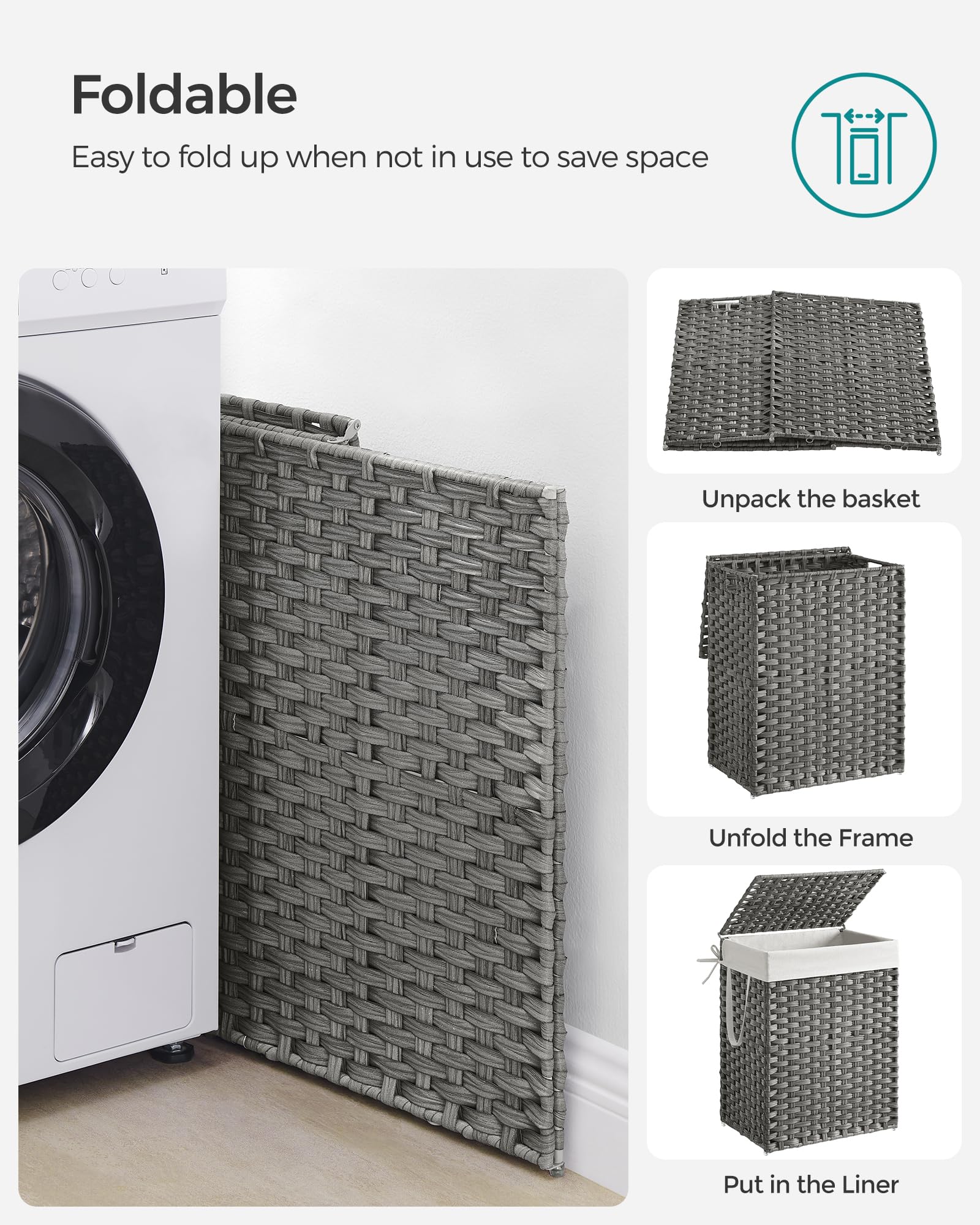 SONGMICS compact footprint suitable for small rooms like bathrooms and bedrooms.