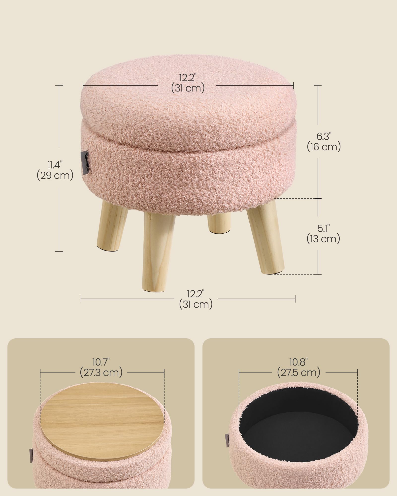SONGMICS compact round design fits hallways and living rooms with ease.