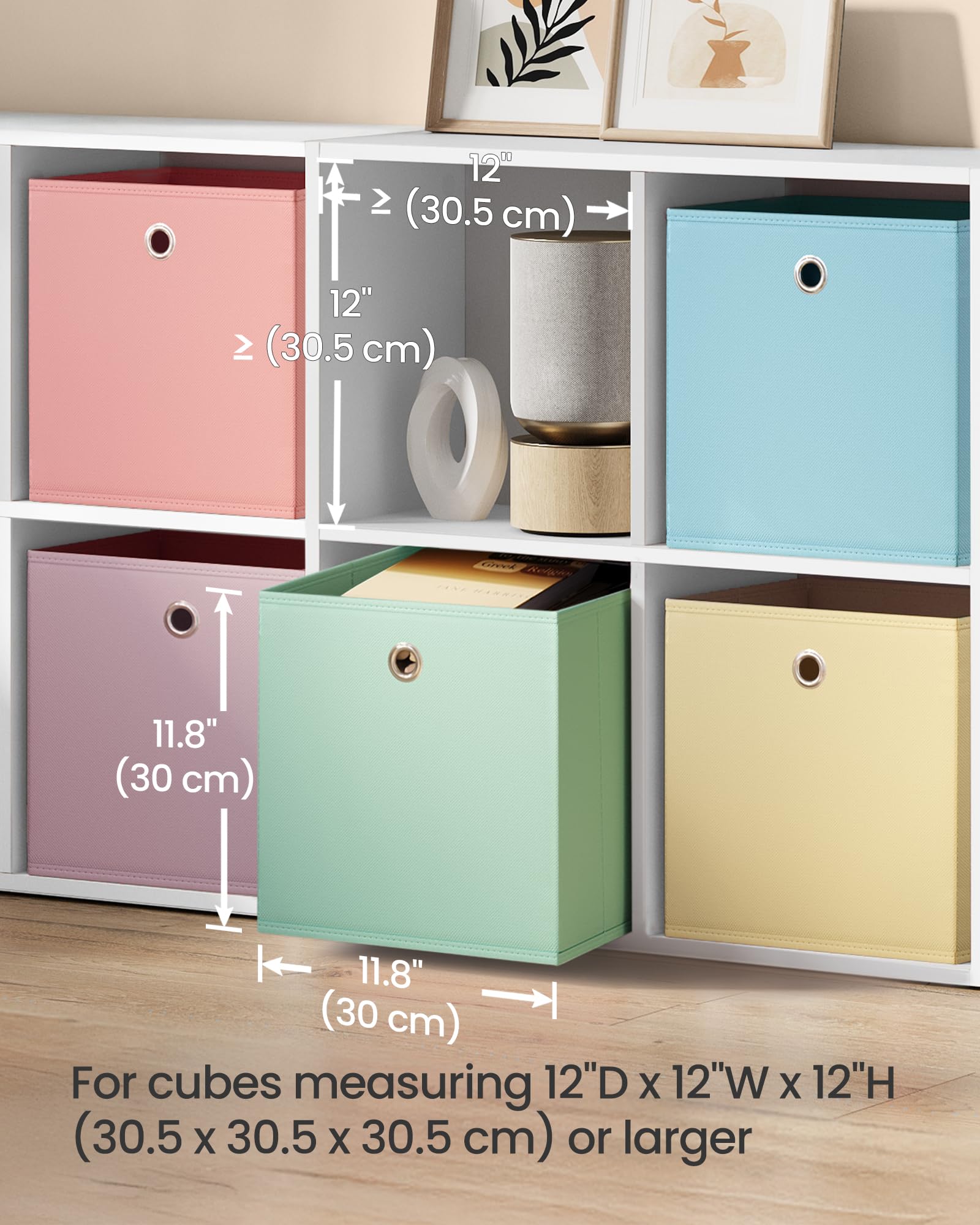 SONGMICS cube storage compatibility with 12-inch shelves