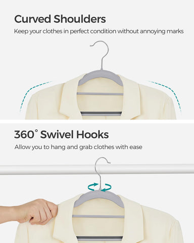 SONGMICS curved ends prevent shoulder marks on garments.