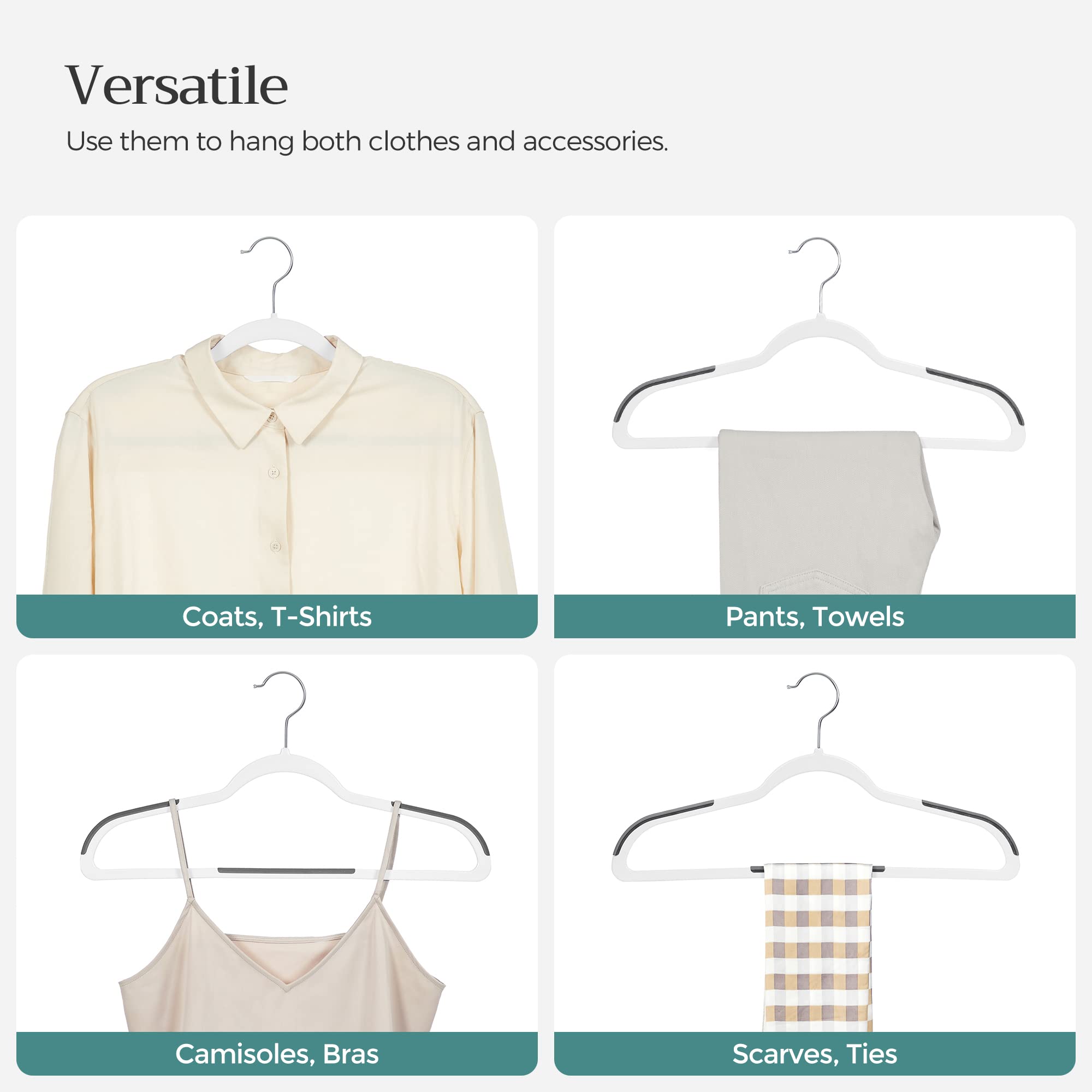 Songmics curved-shoulder hangers protect garments from marks