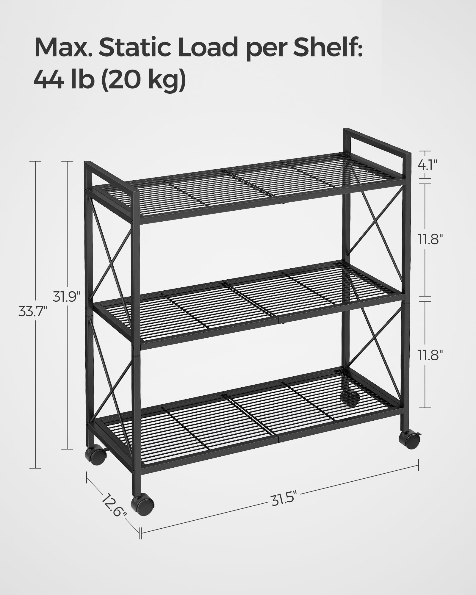 SONGMICS dense mesh shelves maximize storage while preventing small items from slipping.