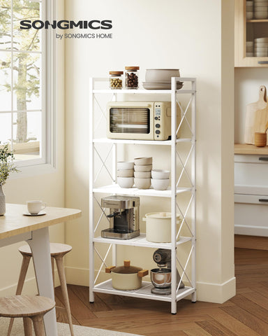 Dense mesh shelves maximize small-item organization for kitchens and bathrooms