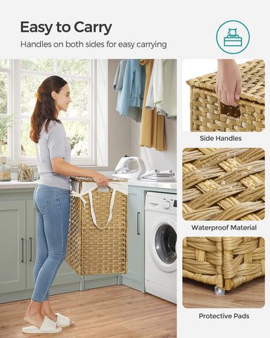 Songmics double-compartment design helps separate whites and darks