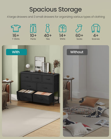 SONGMICS drawer system uses non-woven fabric for lightweight organization.