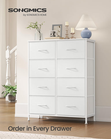 SONGMICS 8-drawer storage unit keeps private items hidden and space tidy.
