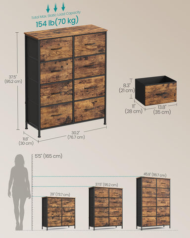 SONGMICS dresser-adjustable-feet-safety ensures stability on uneven floors.