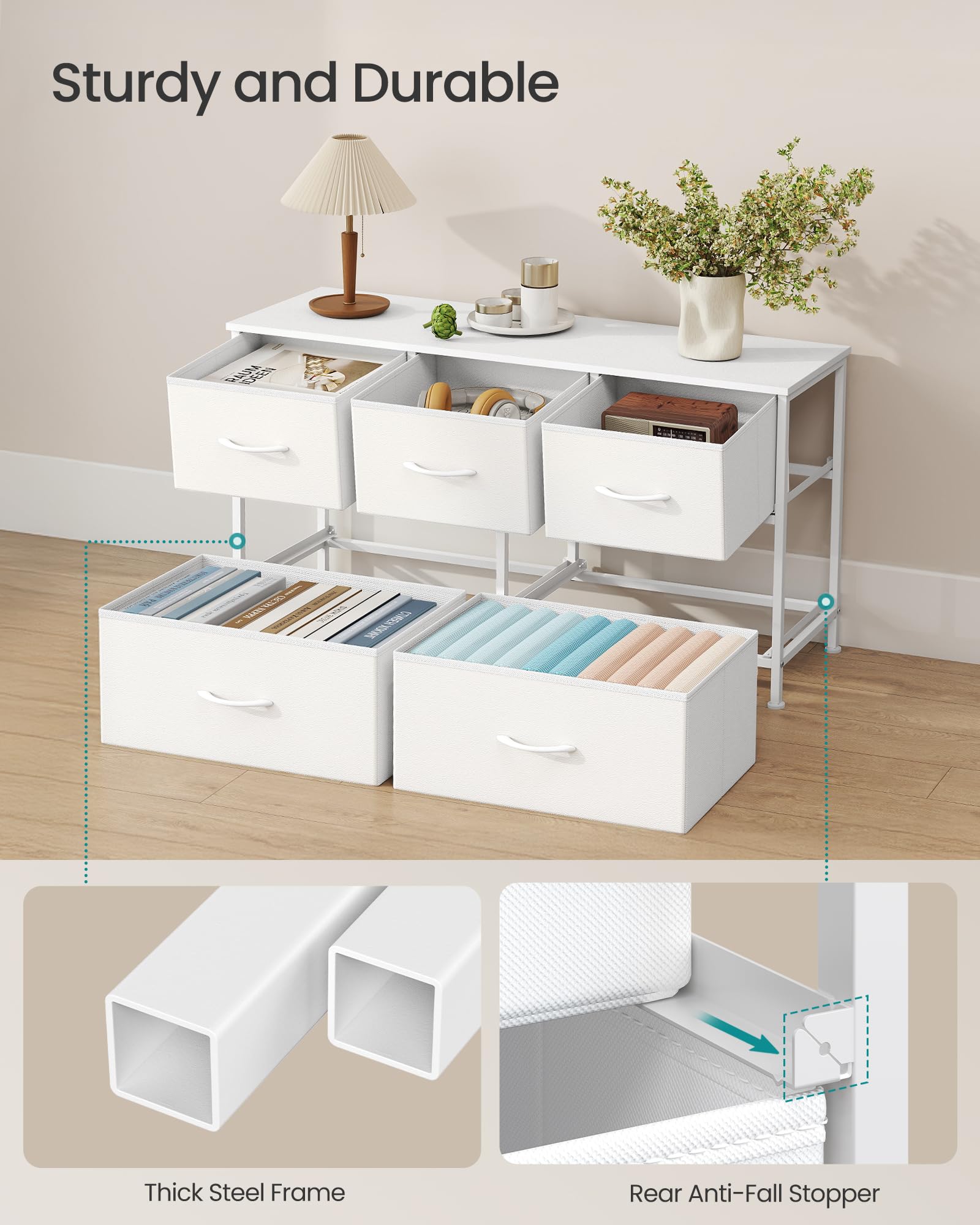 SONGMICS dresser anti-tip kit and adjustable feet improve stability