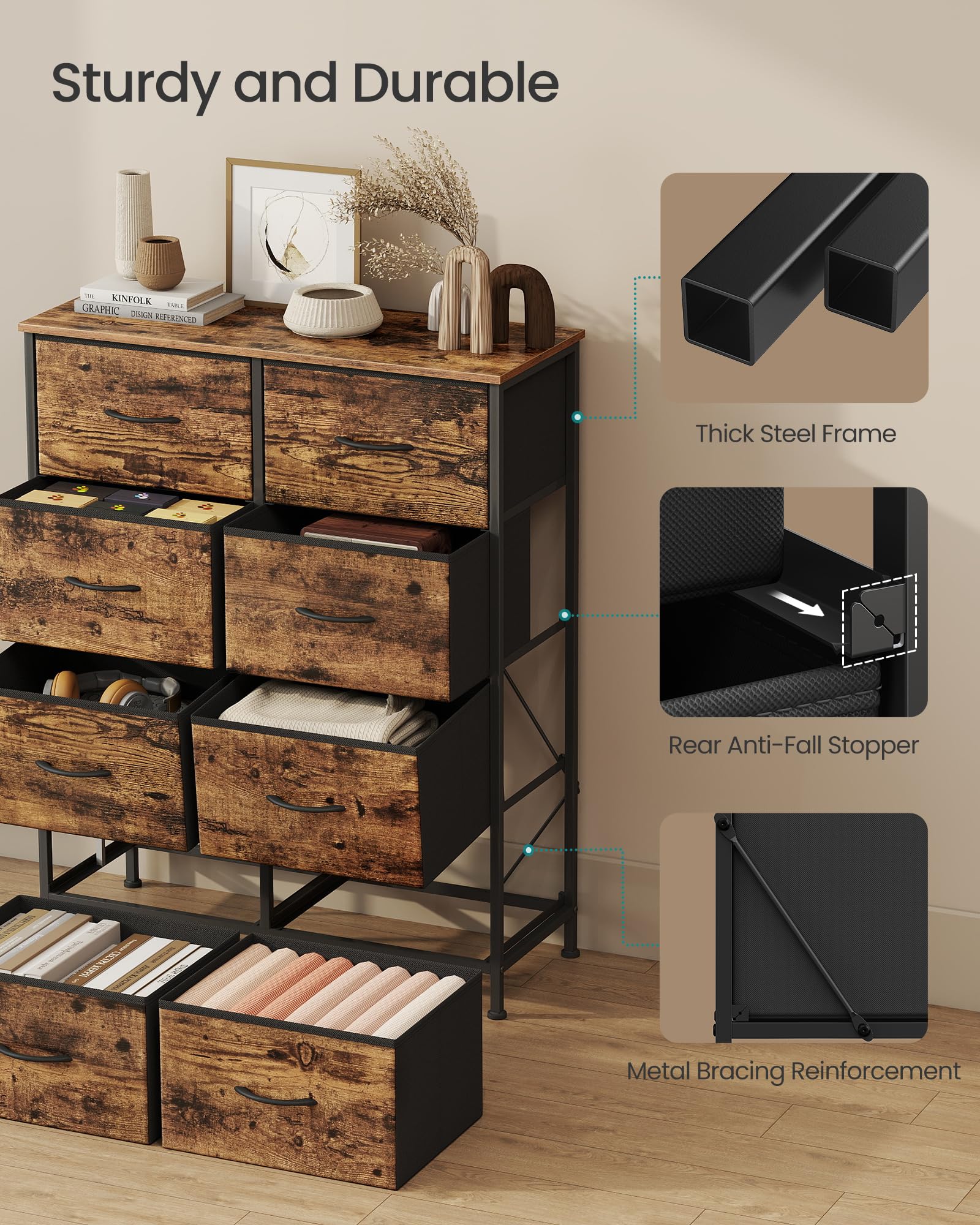 SONGMICS dresser-anti-tip-kit helps keep items secure in family homes.