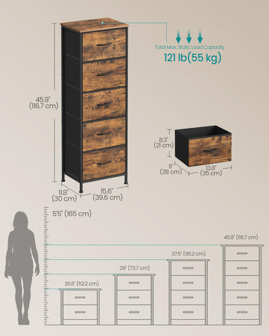Anti-tip kit and adjustable feet provide extra stability for SONGMICS dresser