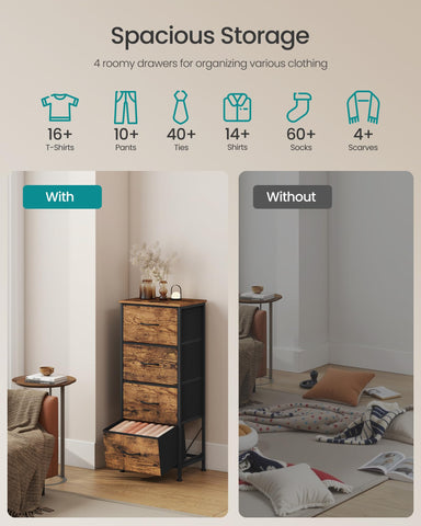 SONGMICS dresser fabric drawers provide versatile organization with MDF support.