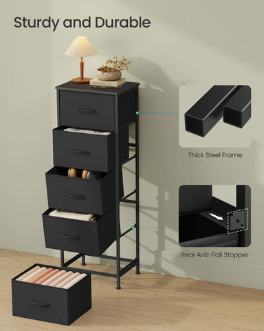 Songmics ink-black dresser with clear assembly steps for easy setup