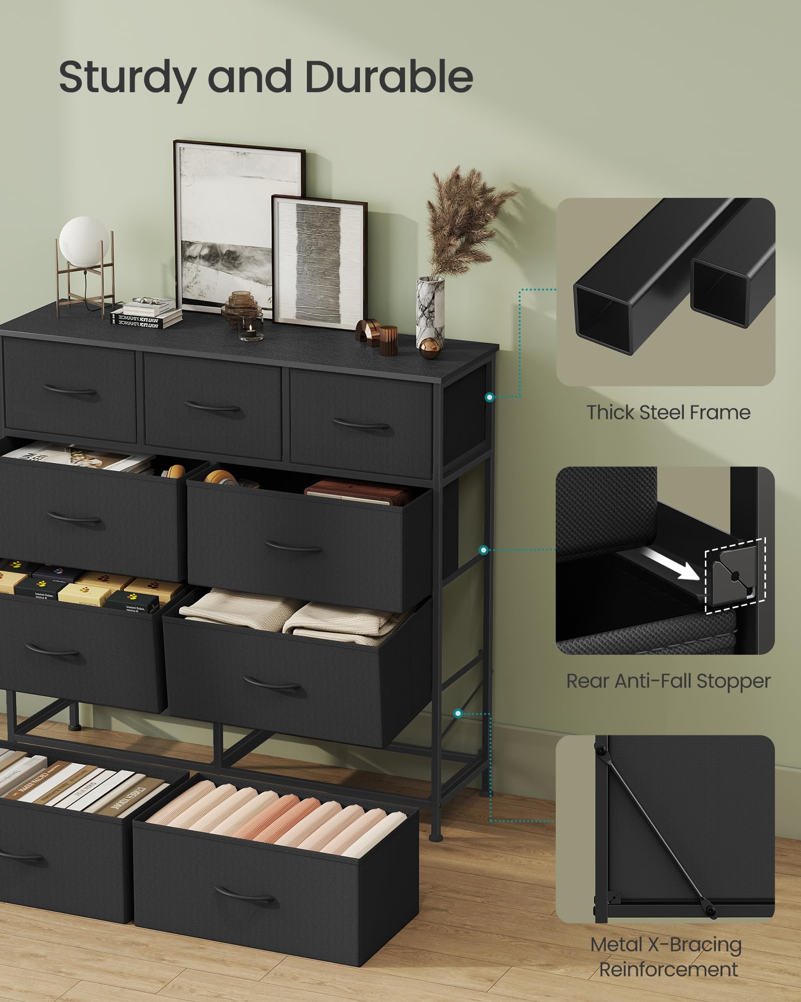 SONGMICS dresser ink black easy assembly with included tool.