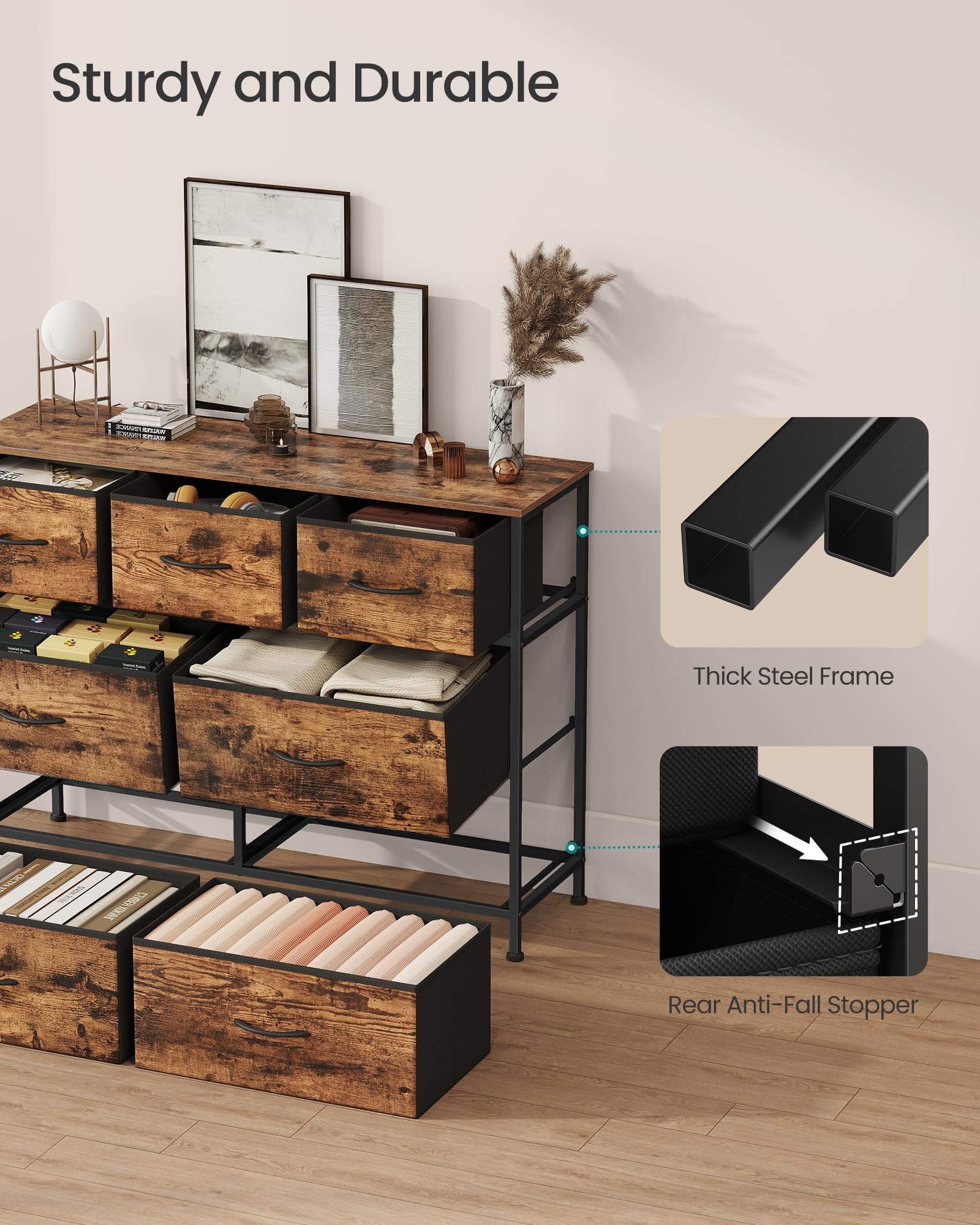 Songmics ink-black accents add contemporary contrast to a bedroom setup.