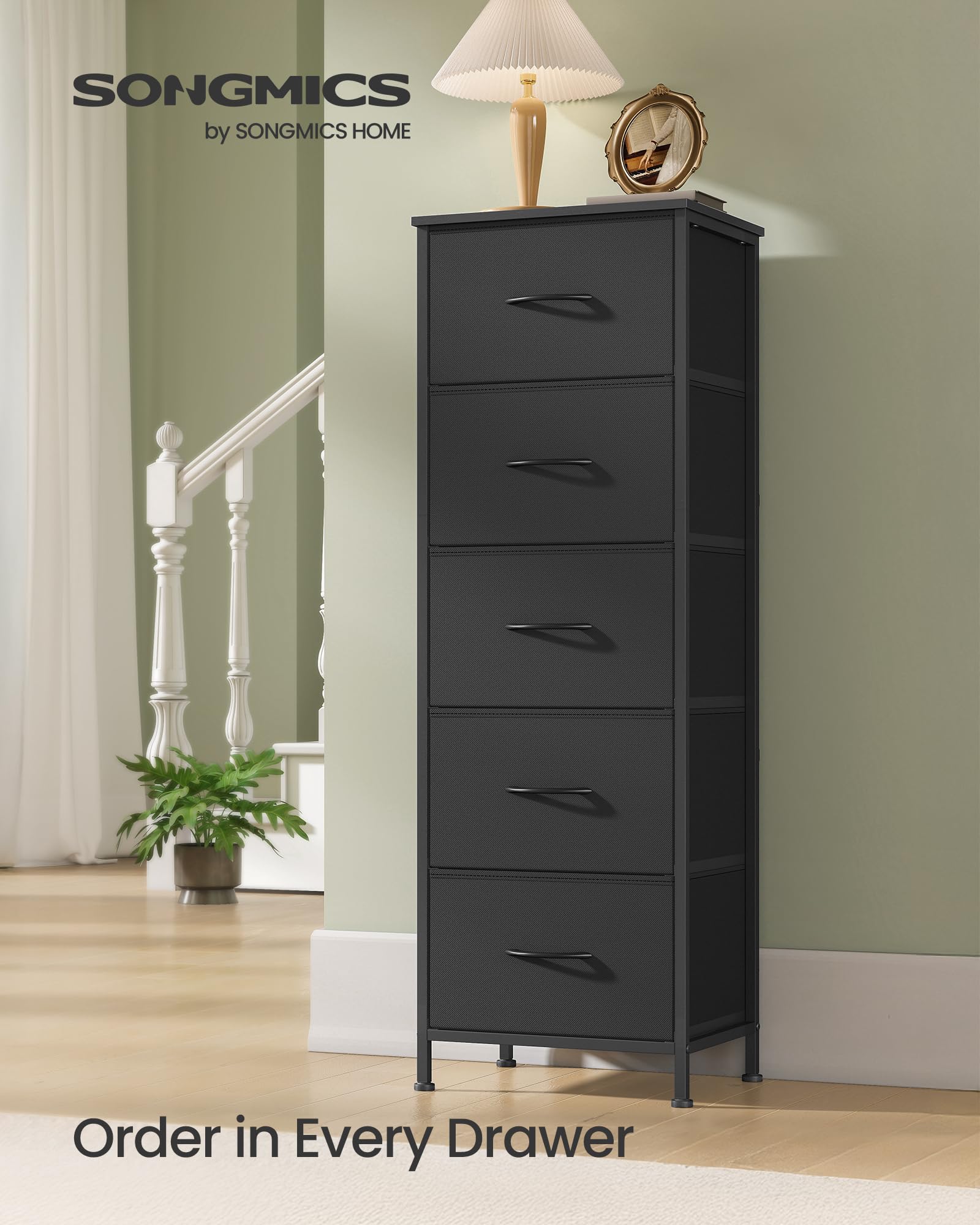 Songmics ink-black dresser drawers organized for concealed storage
