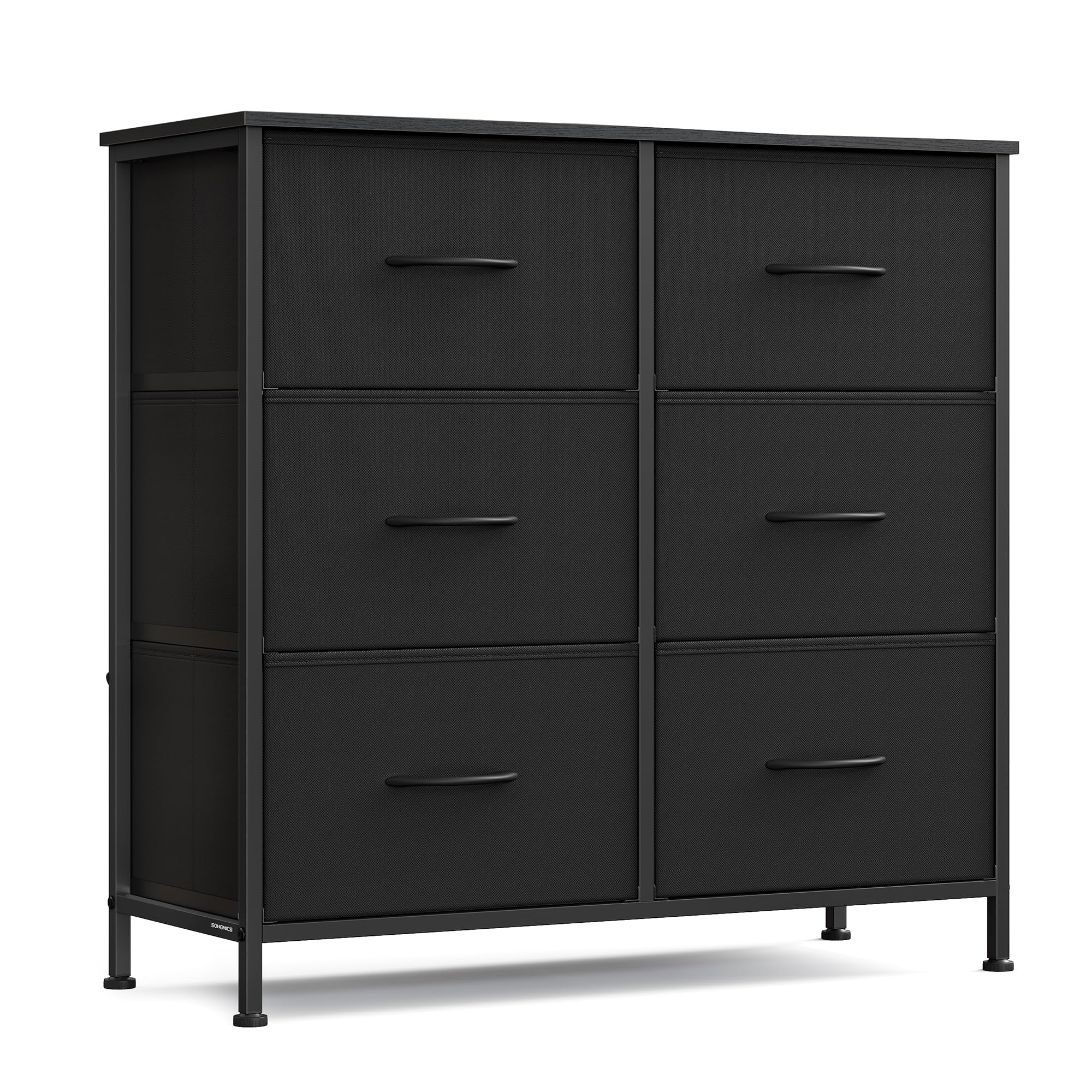 SONGMICS dresser ink black front view showing sturdy steel frame for organized storage.