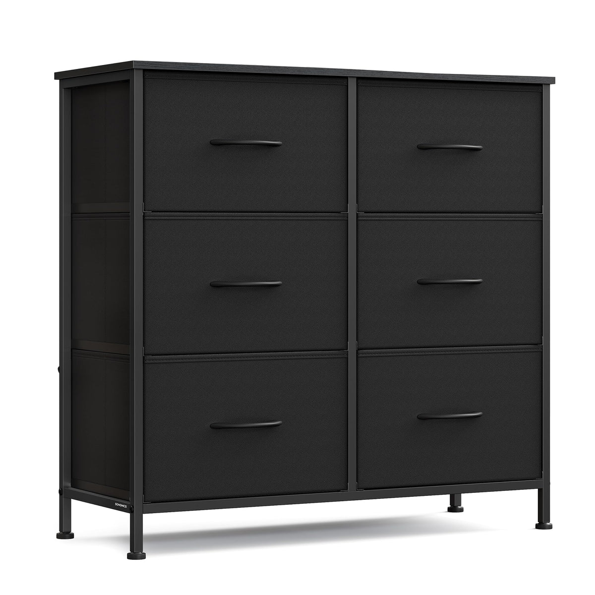 SONGMICS dresser ink black front view showing sturdy steel frame for organized storage.