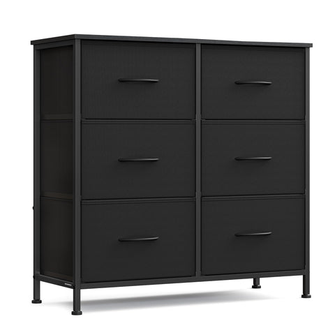 SONGMICS dresser ink black front view showing sturdy steel frame for organized storage.