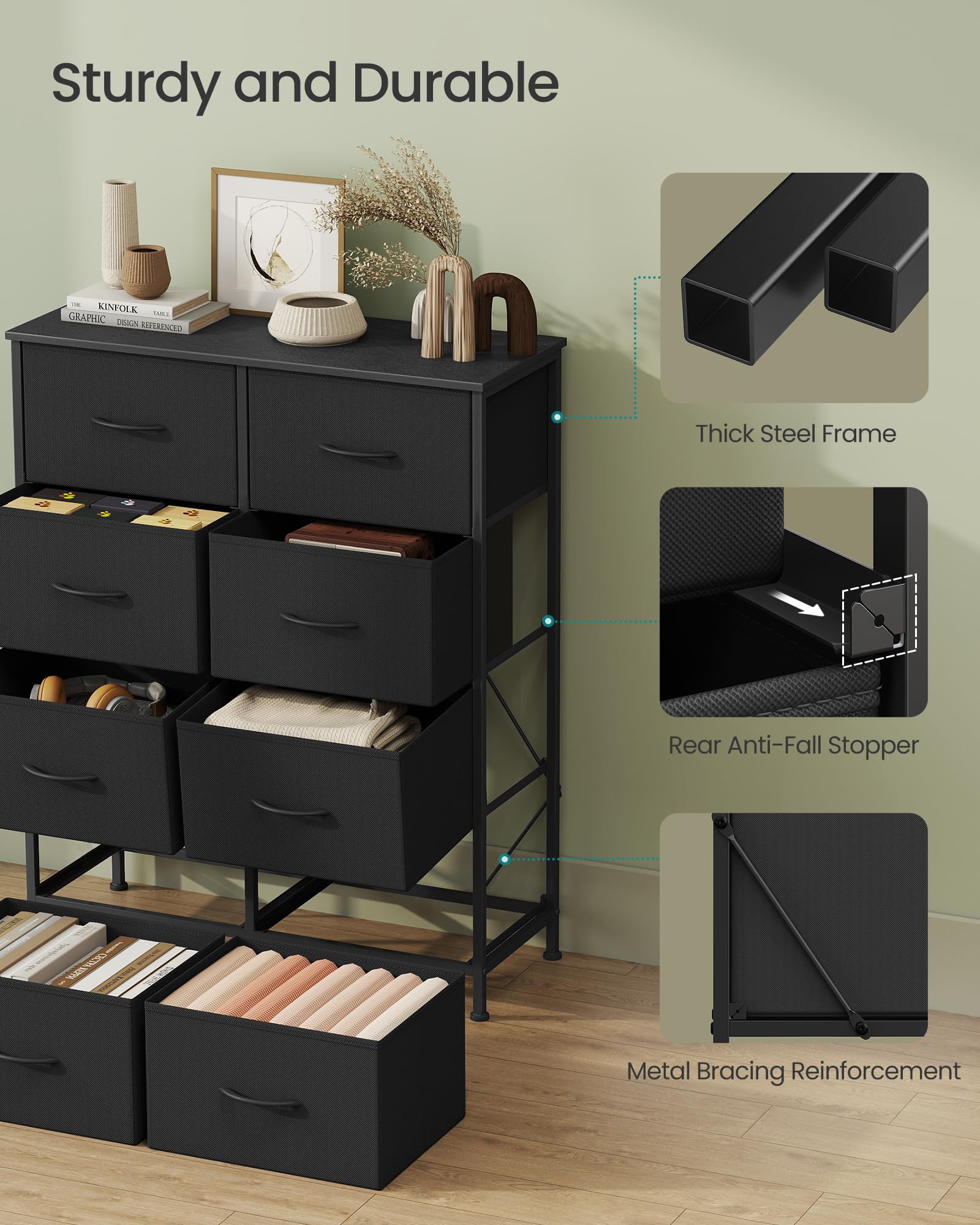 SongMics dresser in a modern bedroom, showcasing versatile storage and style.