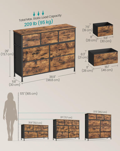 Songmics rustic brown finish complements modern and rustic interiors.