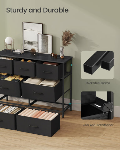 SONGMICS seven-drawer unit keeps clothes and accessories organized.