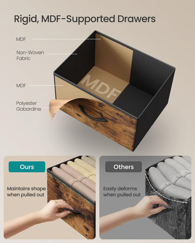 Songmics seven-drawer configuration maximizes compact storage without clutter.