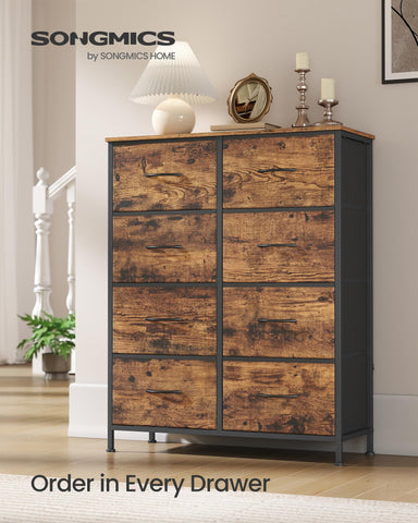 SONGMICS dresser-steel-frame-top highlights sturdy surface for everyday tasks.
