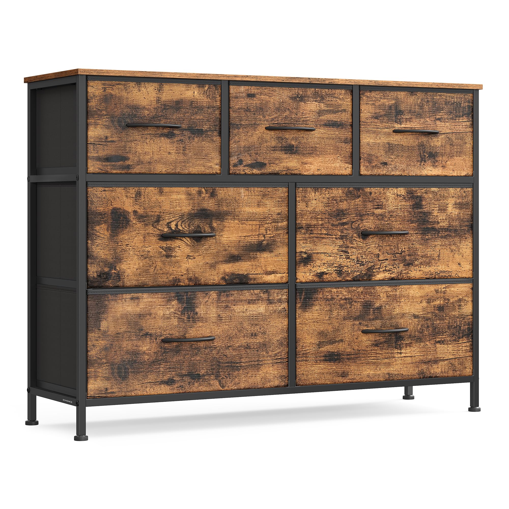 Songmics dresser with steel frame for durable, stable storage in any room.