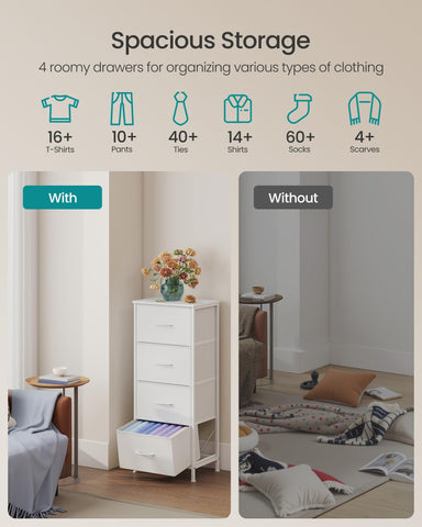 SONGMICS dresser steel frame and MDF top provide durable, stable daily use.