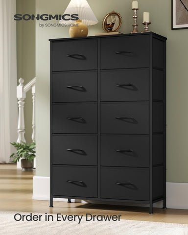 Songmics dresser ten-drawers offer hidden storage for personal items.