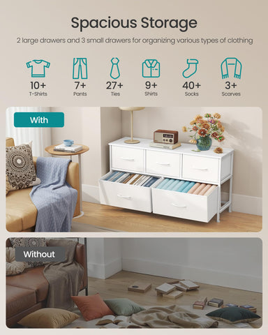 SONGMICS dresser top surface supports up to 88 lb for lamps and decor