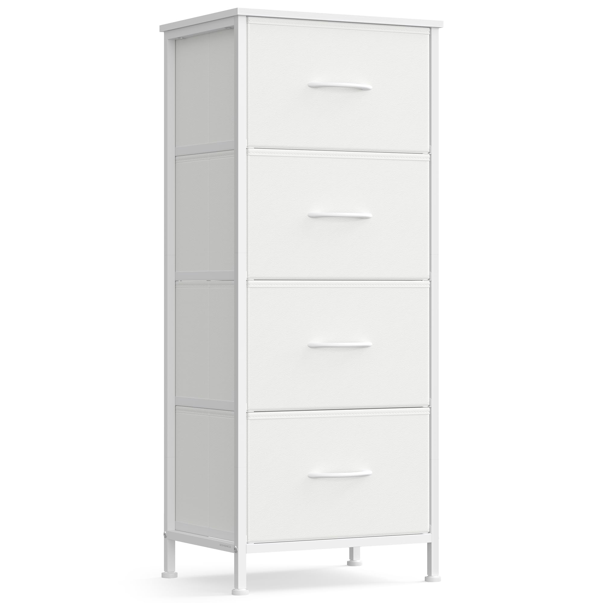 SONGMICS dresser top surface display holds lamp and clock for a tidy bedroom.