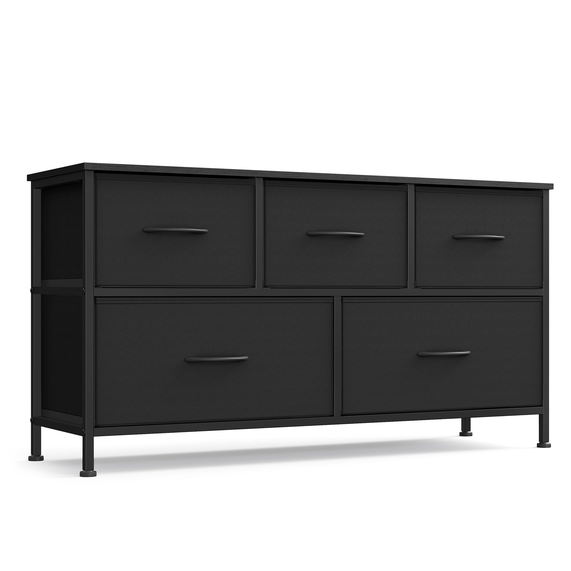 SONGMICS dresser top surface in ink black, ideal for lamps and daily essentials.