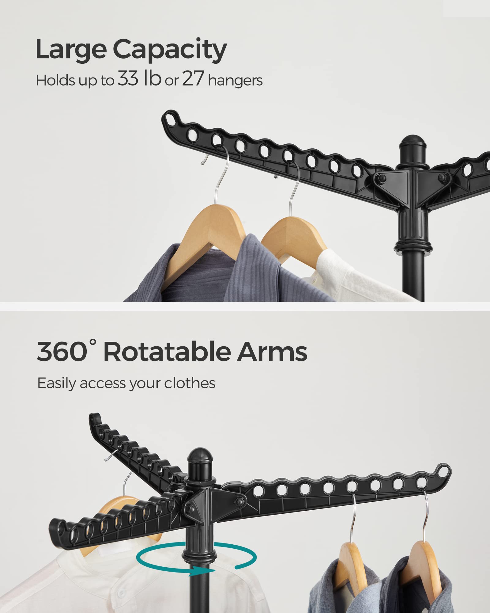 SONGMICS capacity up to 27 pieces for organized laundry drying