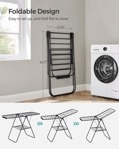 SongMics drying rack includes 27 sock clips to secure small items.