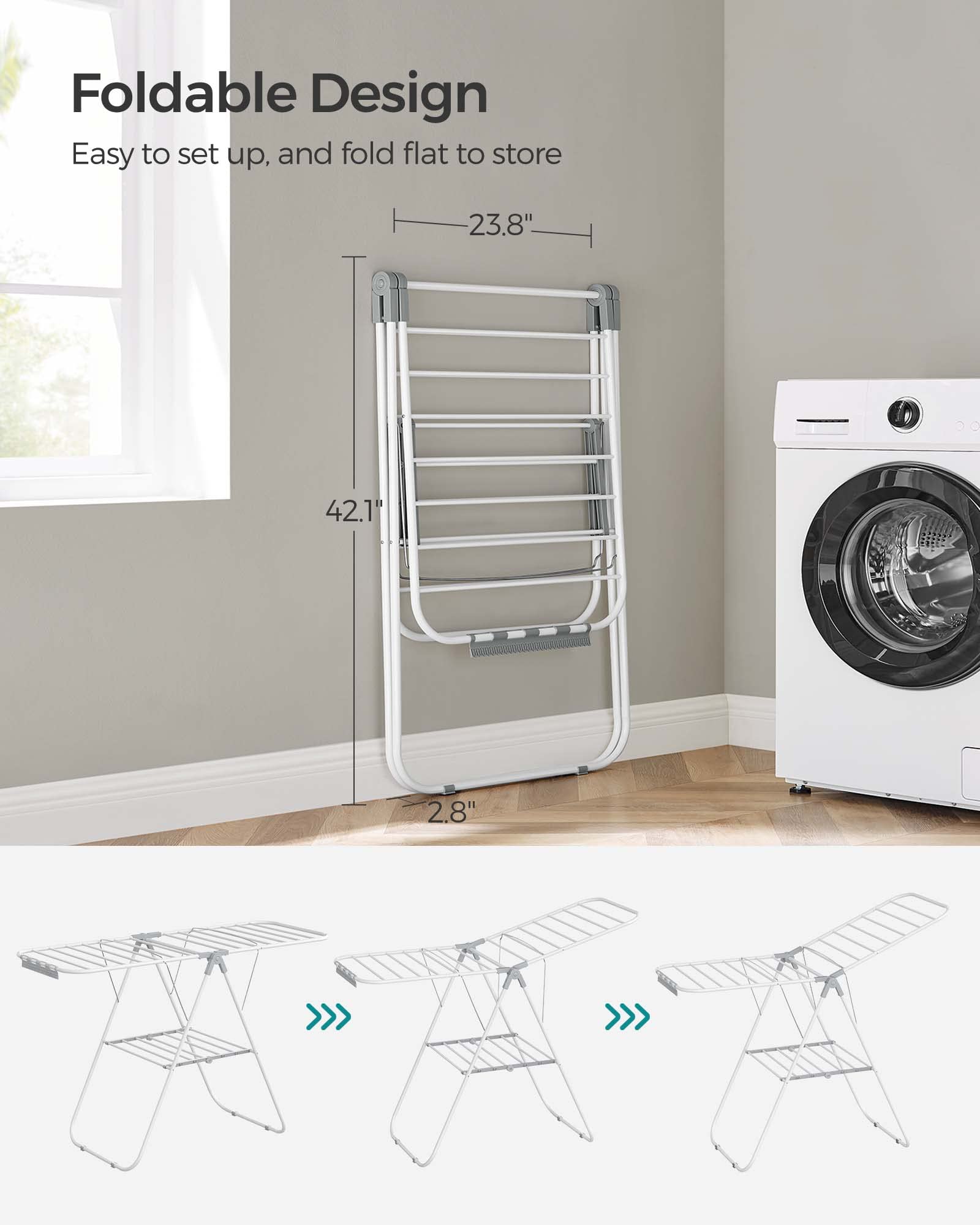 Folds flat for compact storage when not in use