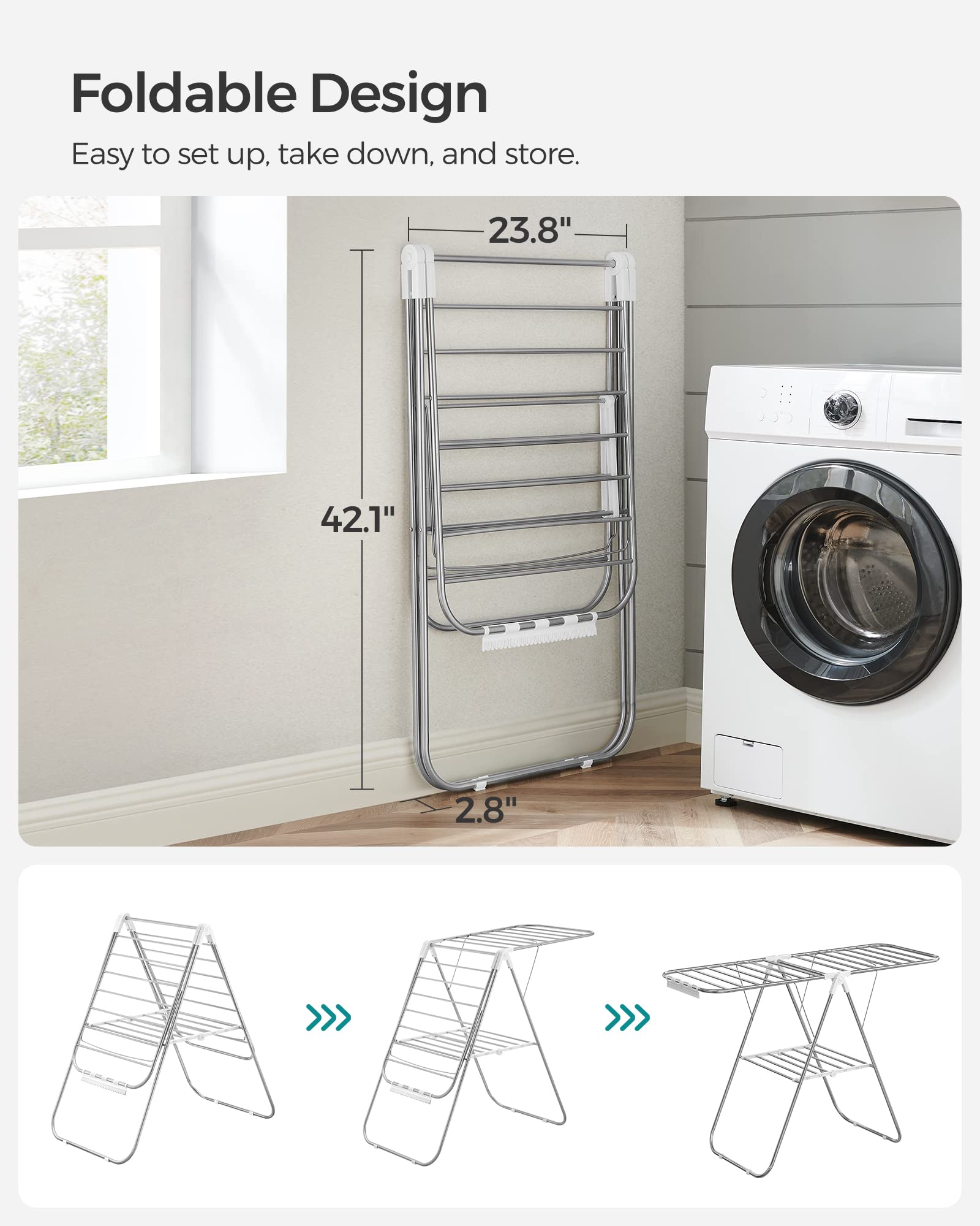 SONGMICS foldable design saves space when stored after use