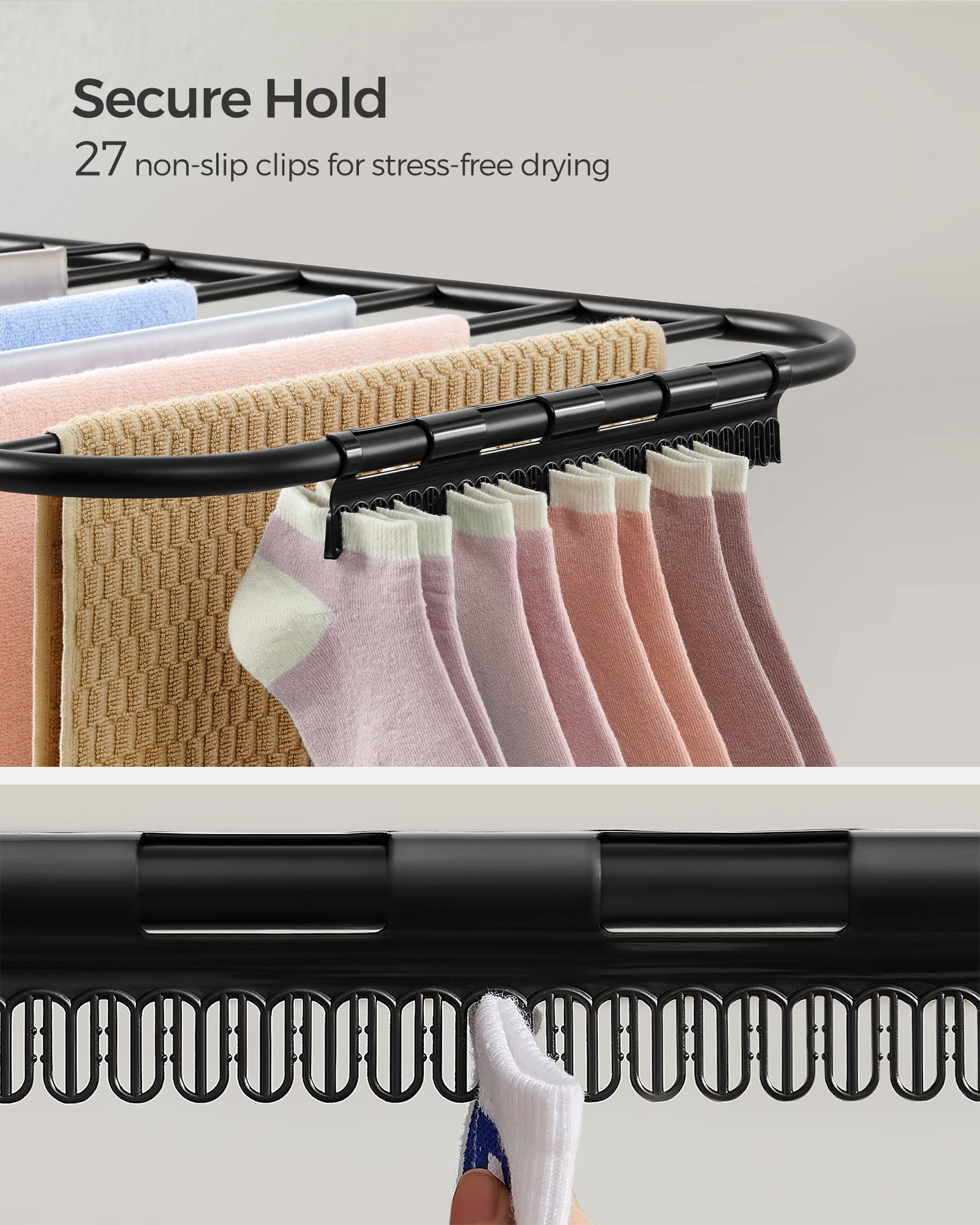 SongMics drying rack features a heavy-duty frame for daily use.