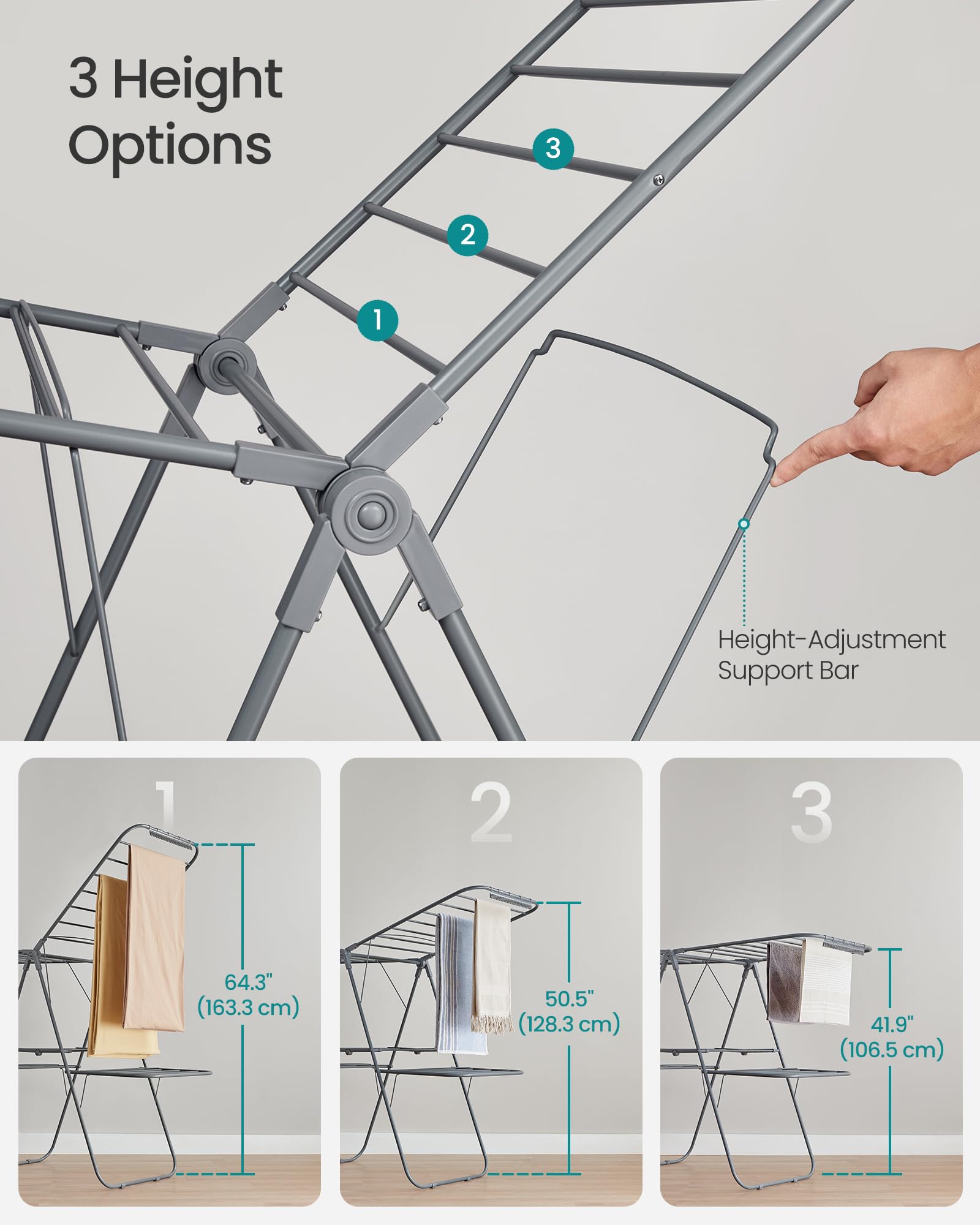 SONGMICS height-adjustable wings adapt to garments of different lengths