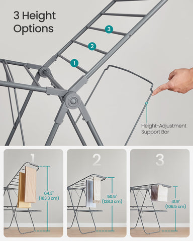 SONGMICS height-adjustable wings adapt to garments of different lengths